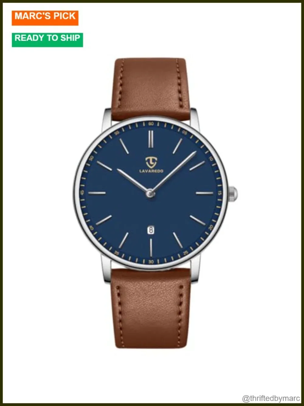 Ultra-Thin Minimalist Analog Date Watch with Leather Strap